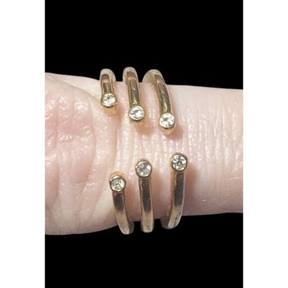 Baublebar Glam Gold Tone Tripe Layer Cage Ring With Clear Stones Size 7 - Picture 12 of 12